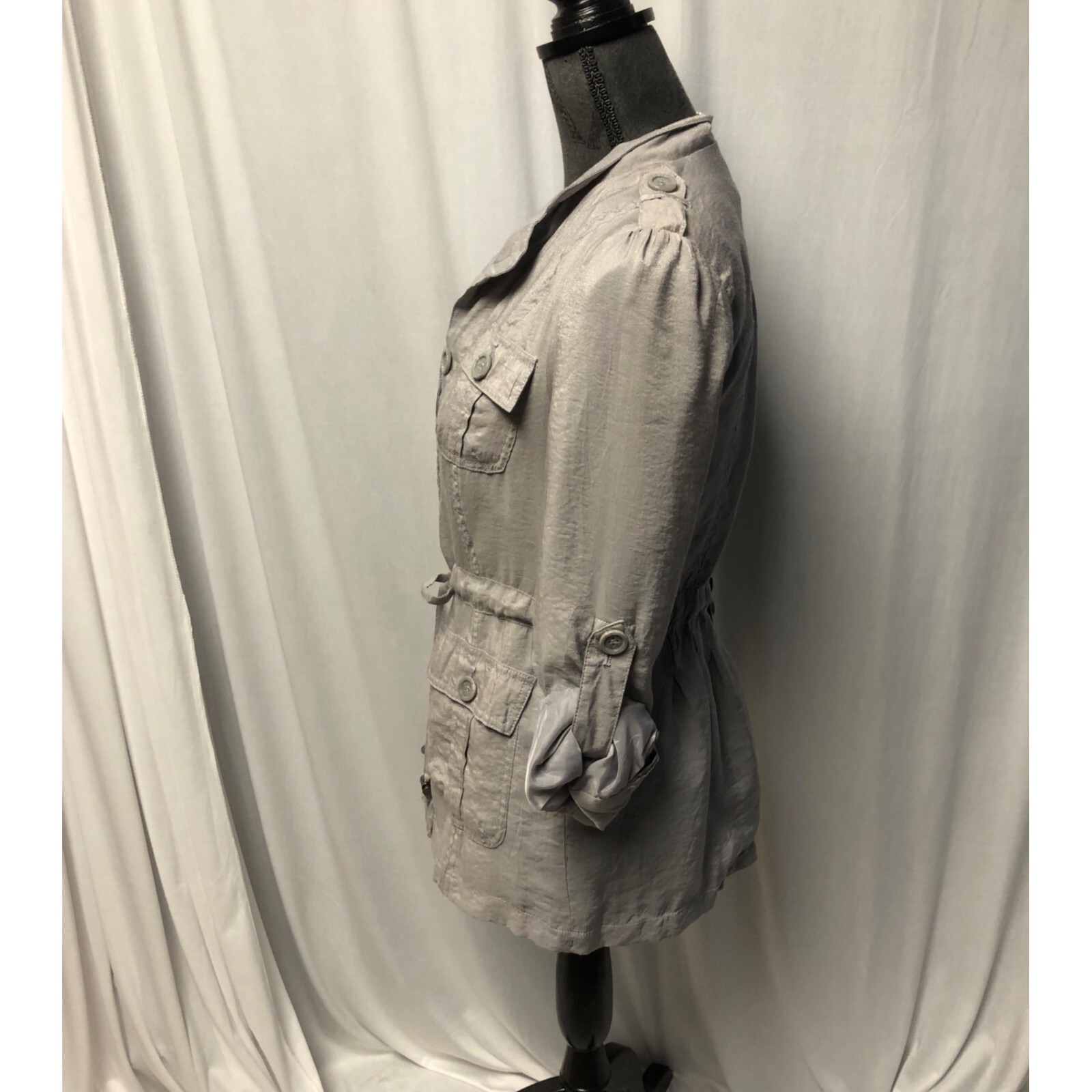 Basic Edge Jacket Womens Small Gray Shimmer Milit… - image 4