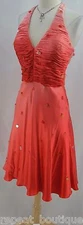 MORRELL MAXIE Coral ombre Formal Dress V neck Halter ruched dress cocktail Sz 8
