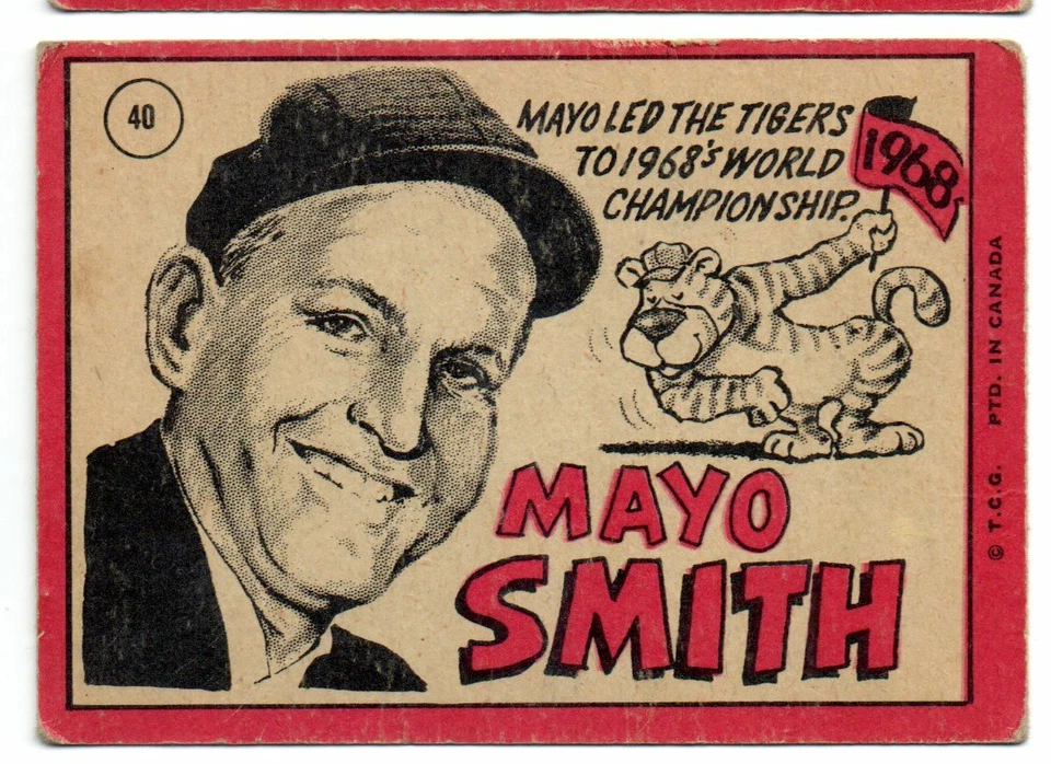 1969 TOPPS OPC O PEE CHEE BASEBALL #40 MAYO SMITH VG-EX DETROIT TIGERS CARD - Image 2 of 2