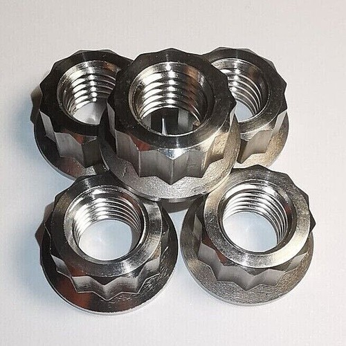 M10 x 1.5 titanium Grade 5 TC4 12 point bi hex flange nuts - Picture 9 of 17