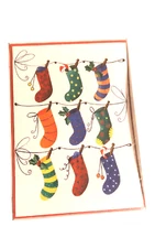 NOS Box of 18 Holiday Cards Christmas Stockings w/Coorinated Envelopes