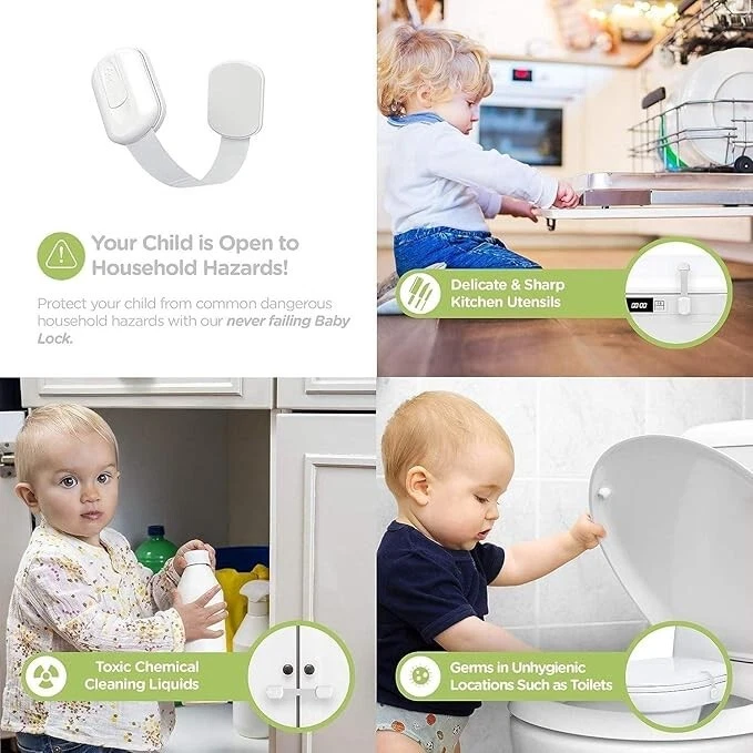 Child Safety Strap Locks 10‑Pack Adjustable Cabinet & Drawer Baby Proofing Locks - Image 2 of 4