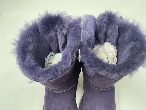 Women's UGG Bailey Bow II Purple Suede Fur Boots Size 7 - Picture 10 of 11