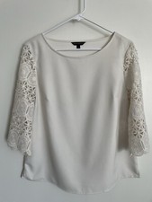 Banana Republic Blouse 3/4 Lace Sleeves Color Ivory Cream Size Medium