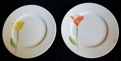 Creatable Porzellan 2x Kuchenteller Tulpe gelb und rot D. 19,5 cm