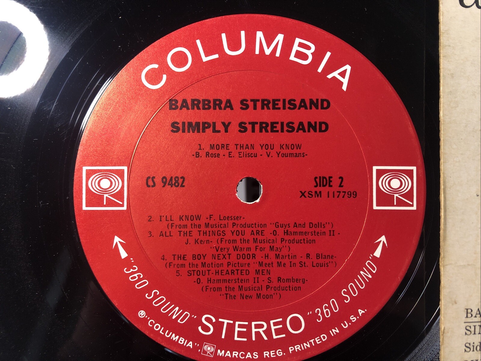 Barbra Streisand Simply Streisand CS 9482 VG LP 12in Vinyl Record Album thumbnail 3