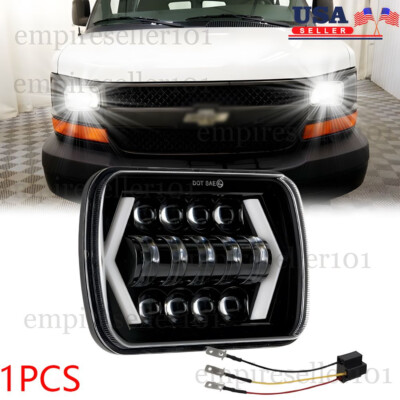 1PCS 7X6 5x7 LED Headlight Hi/Lo Beam For Chevy Express Cargo Van 1500 2500 3500