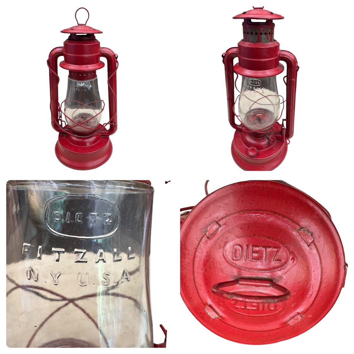 Vintage Dietz No. 2 D-Lite Red Lantern W/original Globe NY USA | eBay