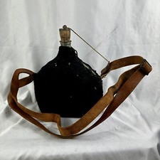 Original French M35 WWII Army Canteen Bidon Blue Wool cover & strap