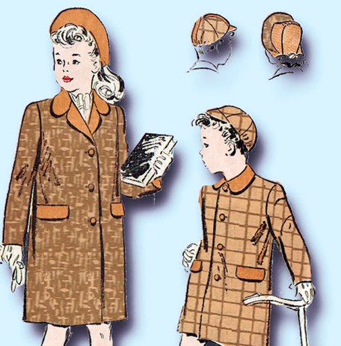 1940s Vintage Advance Sewing Pattern 3213 Toddler Girl or Boys Coat & Hat Size 2 - Picture 4 of 6