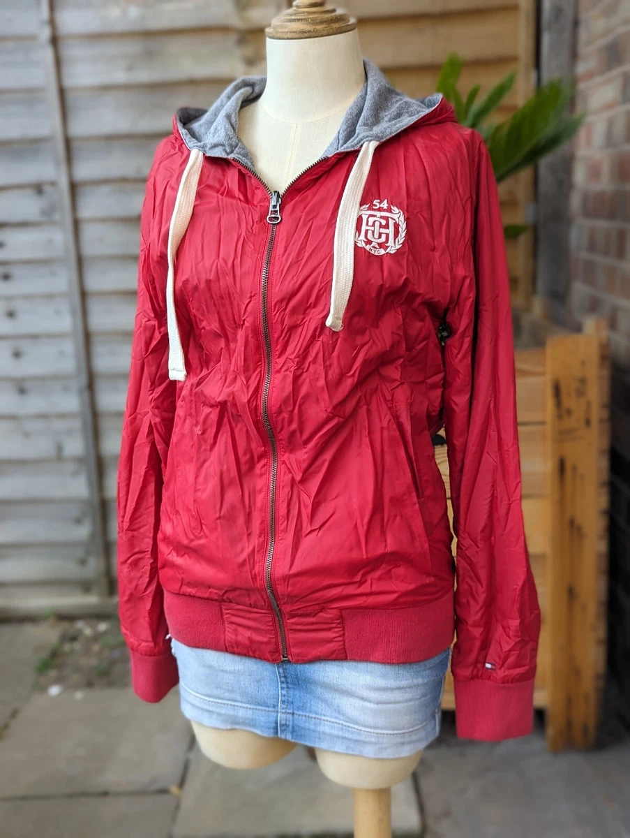 Tommy Hilfiger Reversible Red Grey Hooded Full Zip Jacket Size M