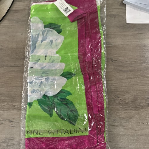 Adrienne Vittadini Scarf Womens 100 Silk Colorblock Floral Hot Pink