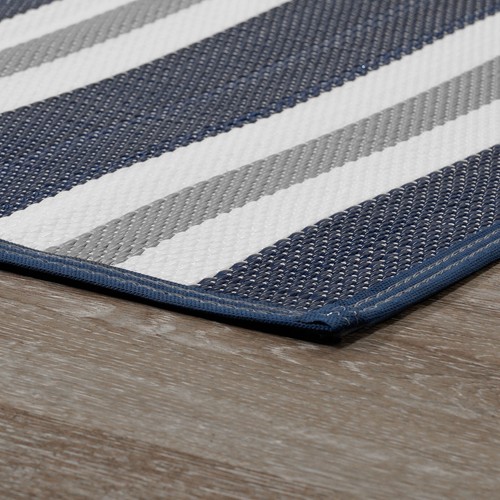 Reversible Blue Plastic Straw Outdoor Area Rug 9x12 Patio Waterproof Clearance - Picture 8 of 9