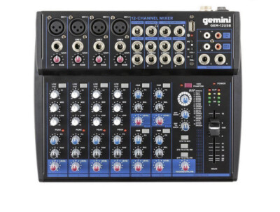 Gemini GEM-12USB 12-Channel USB Mixer for Podcasts With Bluetooth and Effects