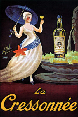 ABSINTHE LA CRESSONNEE GREEN DRINK FOUNTAIN LADY FRENCH VINTAGE POSTER REPRO