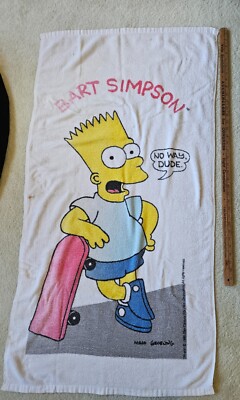 Bart Simpson Skateboard Beach Towel 1990 Matt Groeing