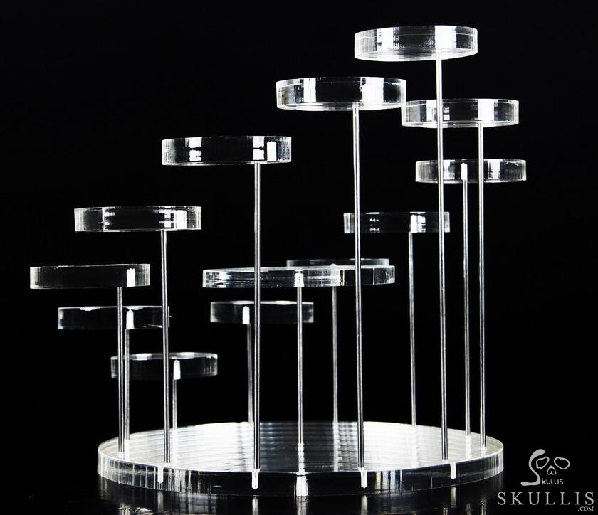 Floating 13 Crystal Skulls White Acrylic Display Stand for 1.5"-2.5" Skull