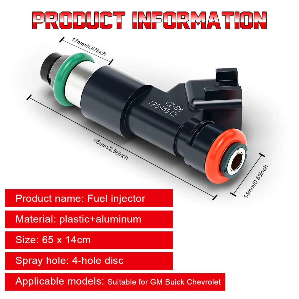 x8 New Upgraded Fuel Injectors FIT 2007 08 09 Chevrolet Avalanche 5.3L 12594512 - Image 2 of 4