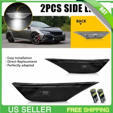 FOR 2016-2021 HONDA CIVIC FRONT FENDER SIDE MARKER LIGHT SET RH LH W/ LED BULBS