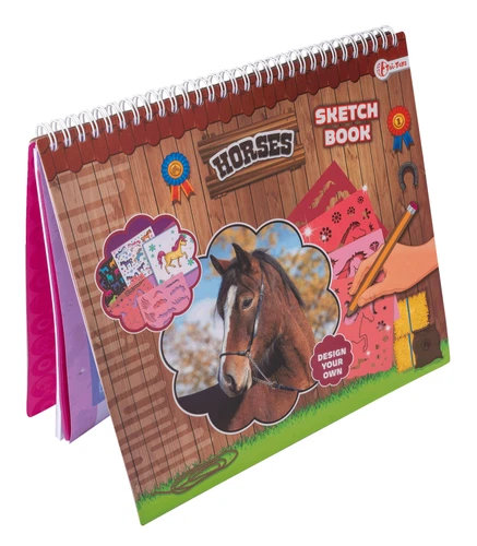 Toi-Toys Horse Sketch Book - Spiral Bound, Plastic Templates & Sticker Sheets
