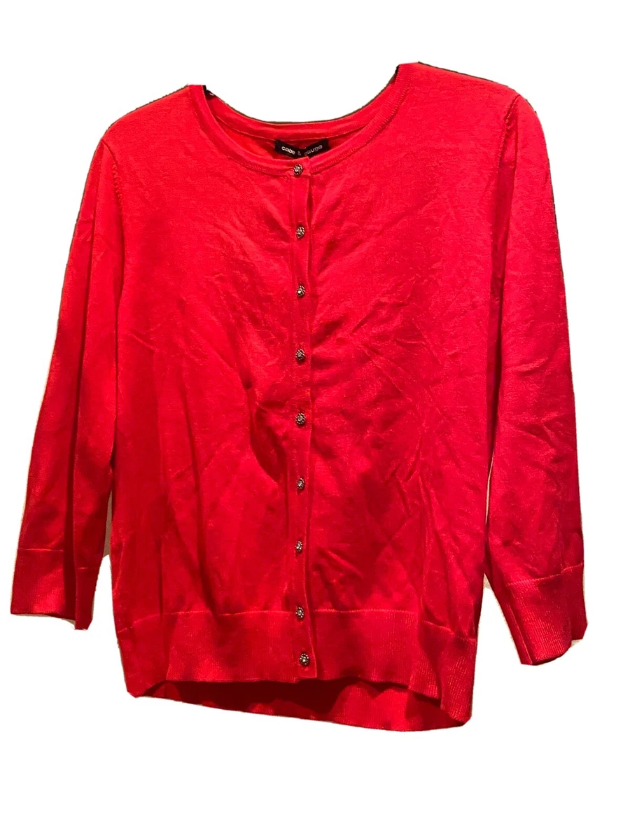 New! NWT Cable u0026 Gauge Red Women Sequined Embellished Cardigan Sweater Knit  XL | eBay
