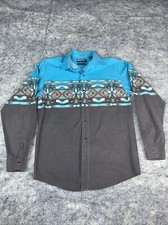 Panhandle Slim Boys XL/18 Brown Pearl Snap Cowboy Long Sleeve Western Aztec