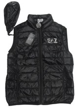 EA7 Emporio Armani Men's Black Quilted Puffer Down Packable Full Zip Vest 225