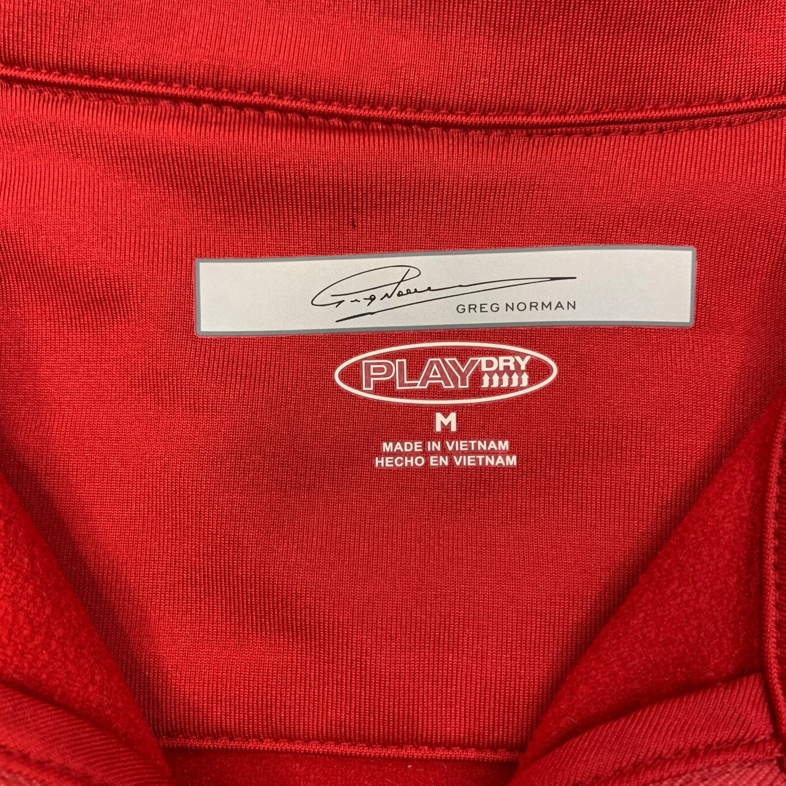 VETEMENTS Greg Norman Felpa Uomo M Media Rossa PlayDry Quarto Zip Foderata in Pile Golf