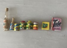 Vintage Dollhouse Miniature Canned Goods Lot of 8 Food Groceries Kitchen Decor
