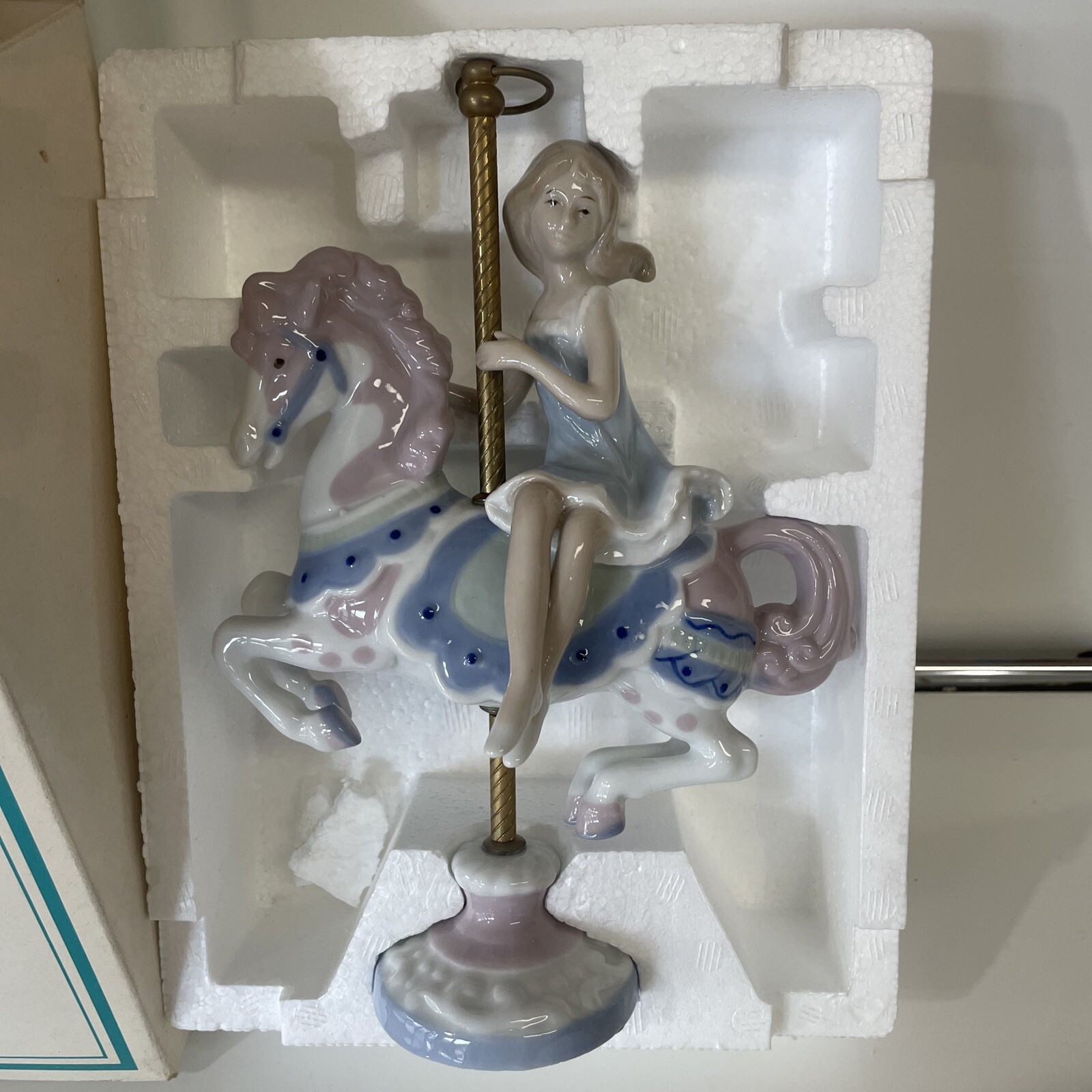 Vintage 1990 Paul Sebastian Porcelain Girl On Carousel Horse Designed For Meico