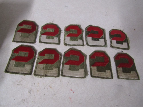 ORIGINAL MILITARY PATCH SEW ON WW2 ERA NO GLOW US SECOND 2ND ARMY LOT OF 10