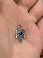 Vtg Harvard Or Howard University H Pendant Charm Silver Tone Black Blue Enamel