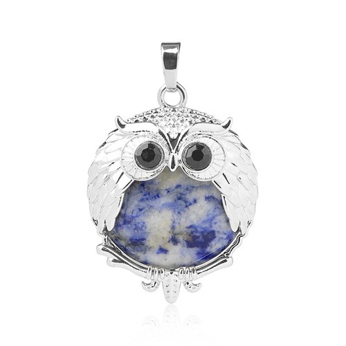 Piedra preciosa natural cuarzo cristal búhos colgante mujer collar joyería - Imagen 31 de 35