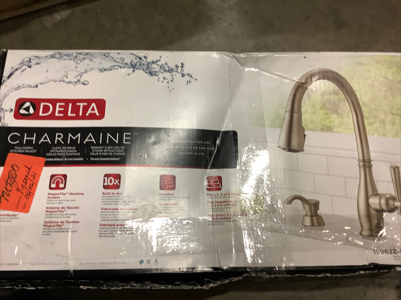 USED DELTA 19962ZSSSDDST Charmaine High Arc Pull Down Kitchen Faucet
