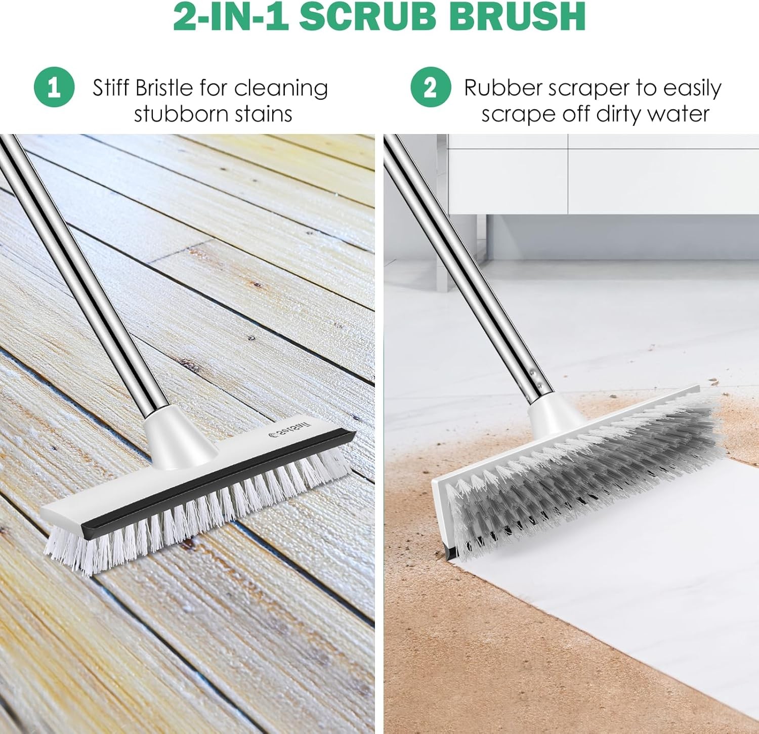 Long Handle Scrub Brush for Deep Cleaning Tub, Deck, and Bathroom Surfaces