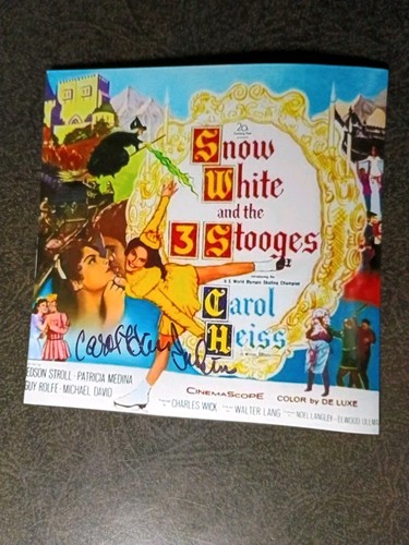 CAROL HEISS Hand Signed Autograph 4X4 photo -  FIGURE SKATER & THREE STOOGES