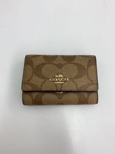 COACH Key Case Signature PVC BRW All-Over Print Women's