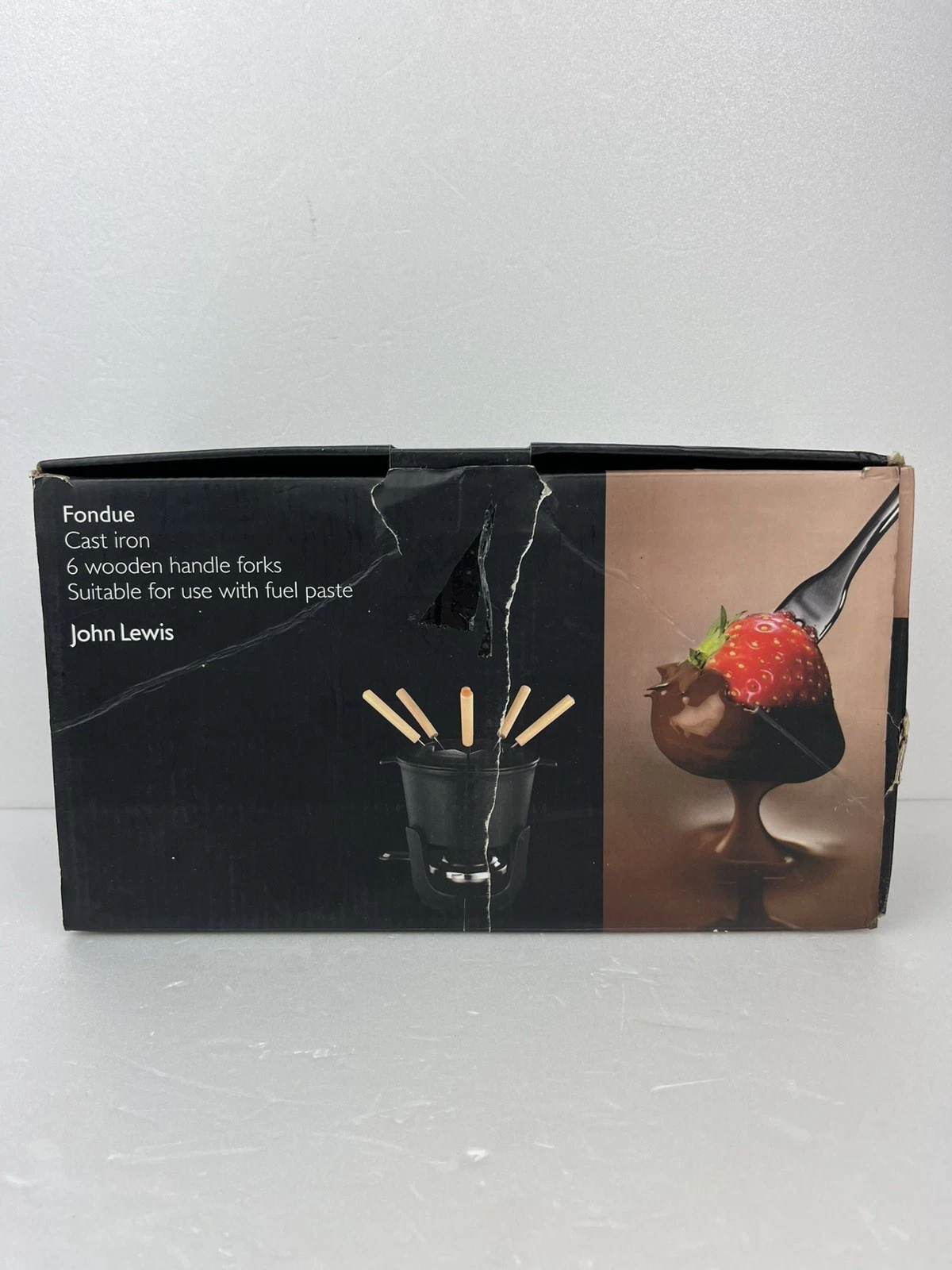 John Lewis Cast Iron Fondue Set With 6 Wooden Handle Forks