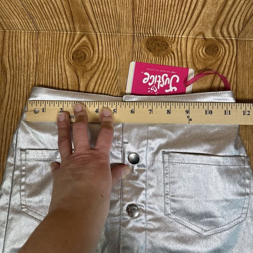 Justice Metallic Button Front Skirt Girls Size M (10) Mini Skirt Lizzie McGuire - Picture 13 of 17