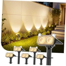  Upgraded Solar Spot Lights Outdoor with Optical Lens, Garden 6 Pack Warm White