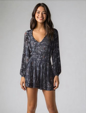 Show Me Your MuMu Black Rainey Mini Dress Sz S Peasant Festival Geo Print Lined