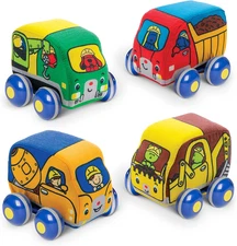 Pull-Back Construction Vehicles - Soft Baby Toy Play Set of 4 Vehicles