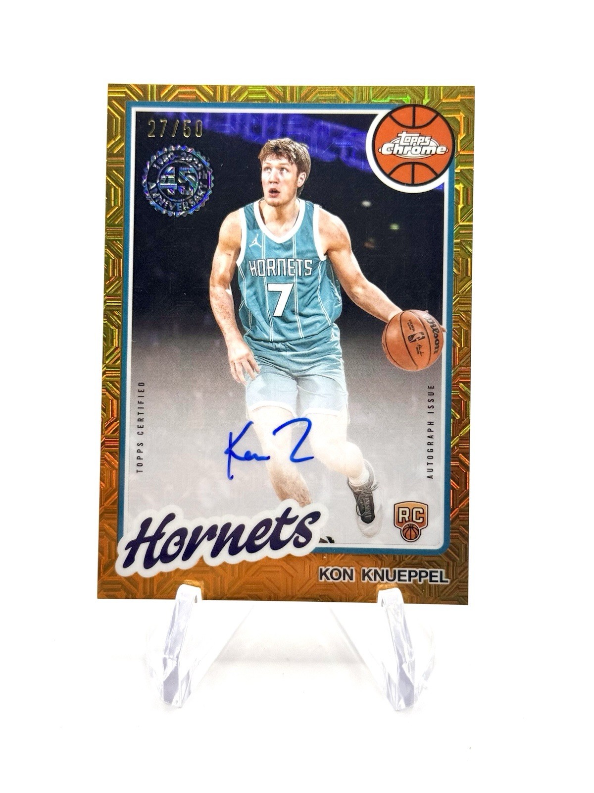 Kon Knueppel /50! Gold Mojo Refractor Rookie Auto 2025-26 Topps Basketball