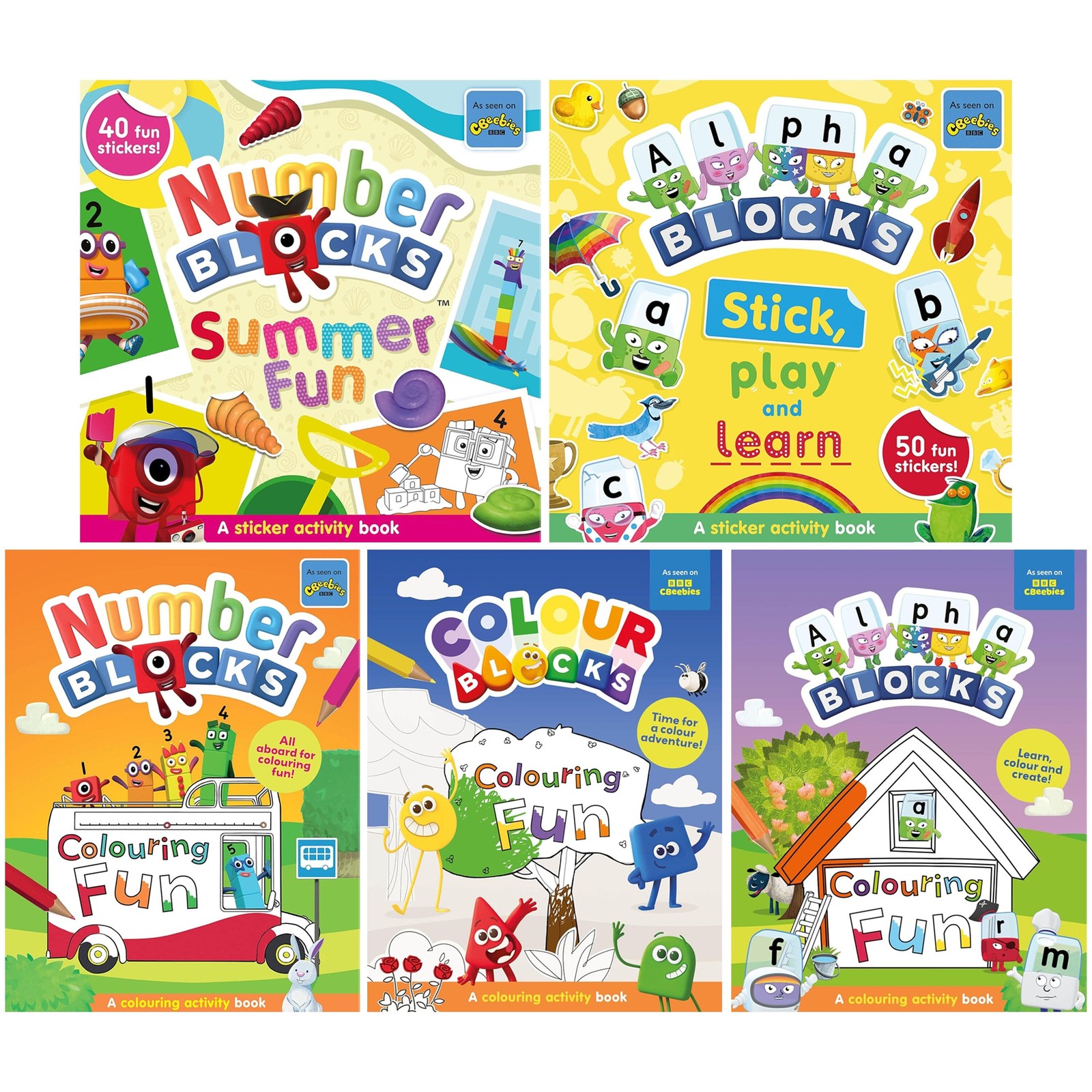 Numberblocks, Alphablocks & Colourblocks 5 Activity Book Collection Set - PB
