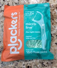 Plackers Micromint Dental Floss Picks Flossers Fresh Mint 150 ct