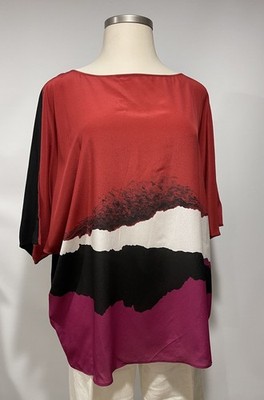 MARINA RINALDI BY MAXMARA   BUSTA  PURE SILK BLOUSE TOP MULTI SIZE 16 NWT $600