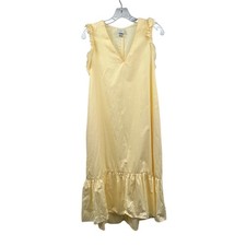 A New Day Yellow Midi Dress Sleeveless Ruffle Womens Size Small Pockets