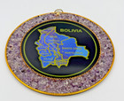 Vintage Bolivia Souvenier Plaque Butterfly Wings and Amethyst Stones 8 Inches — photo 1