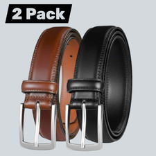 Men's Leather Dress Belt Classic Pin Buckle Casual Formal Many Sizes Colors