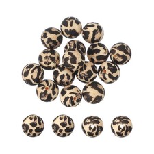 15 Pcs Silicone Round Beads, 15mm Leopard Beads, Yellow Leopard